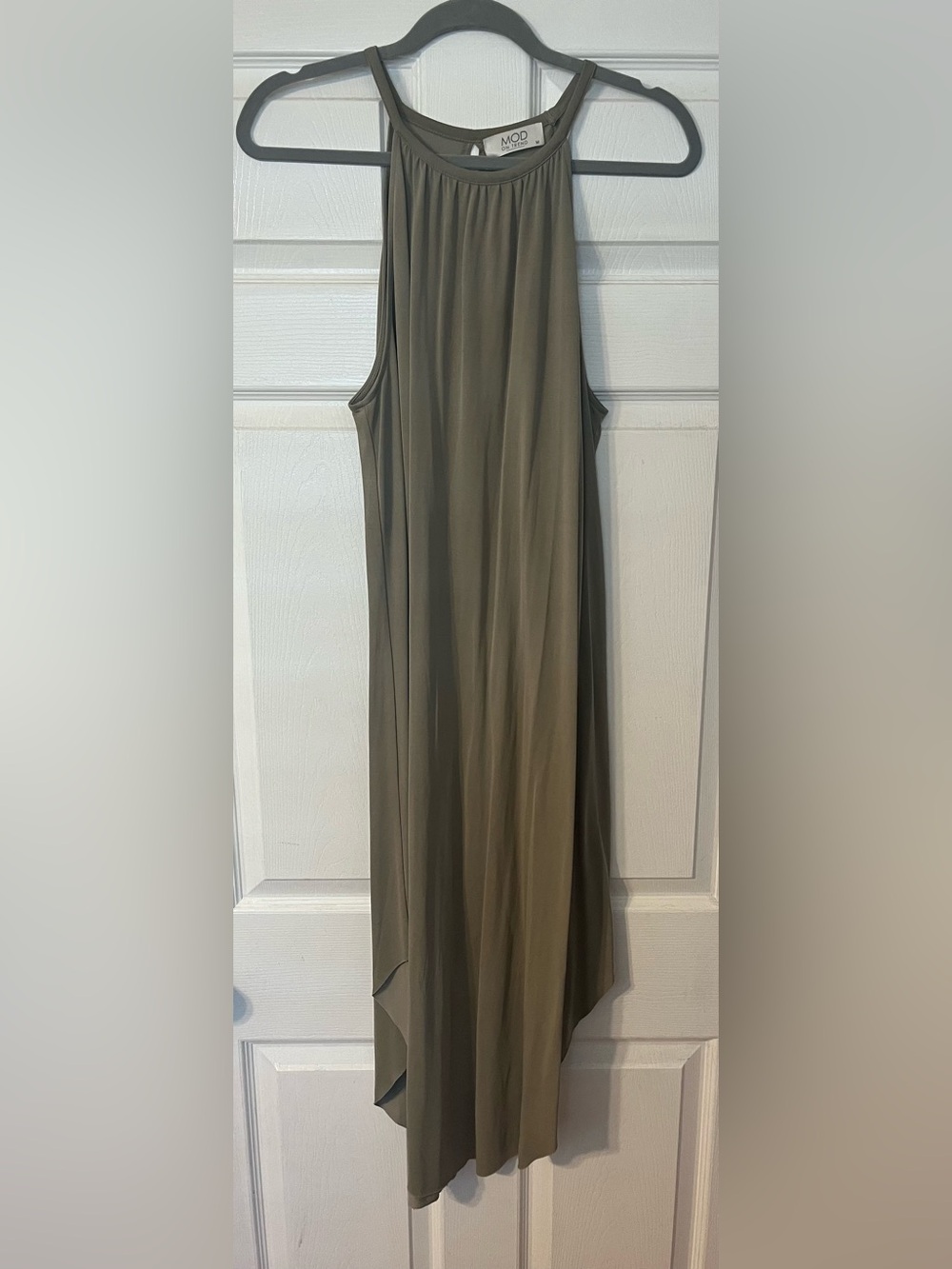 MOD Olive Green High-Neck Sleeveless Maxi Dress
